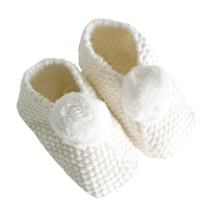 Pom Pom Slippers All Ivory (3-6mths) - Alimrose