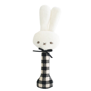 Bunny Stick Rattle - Black Check - Alimrose